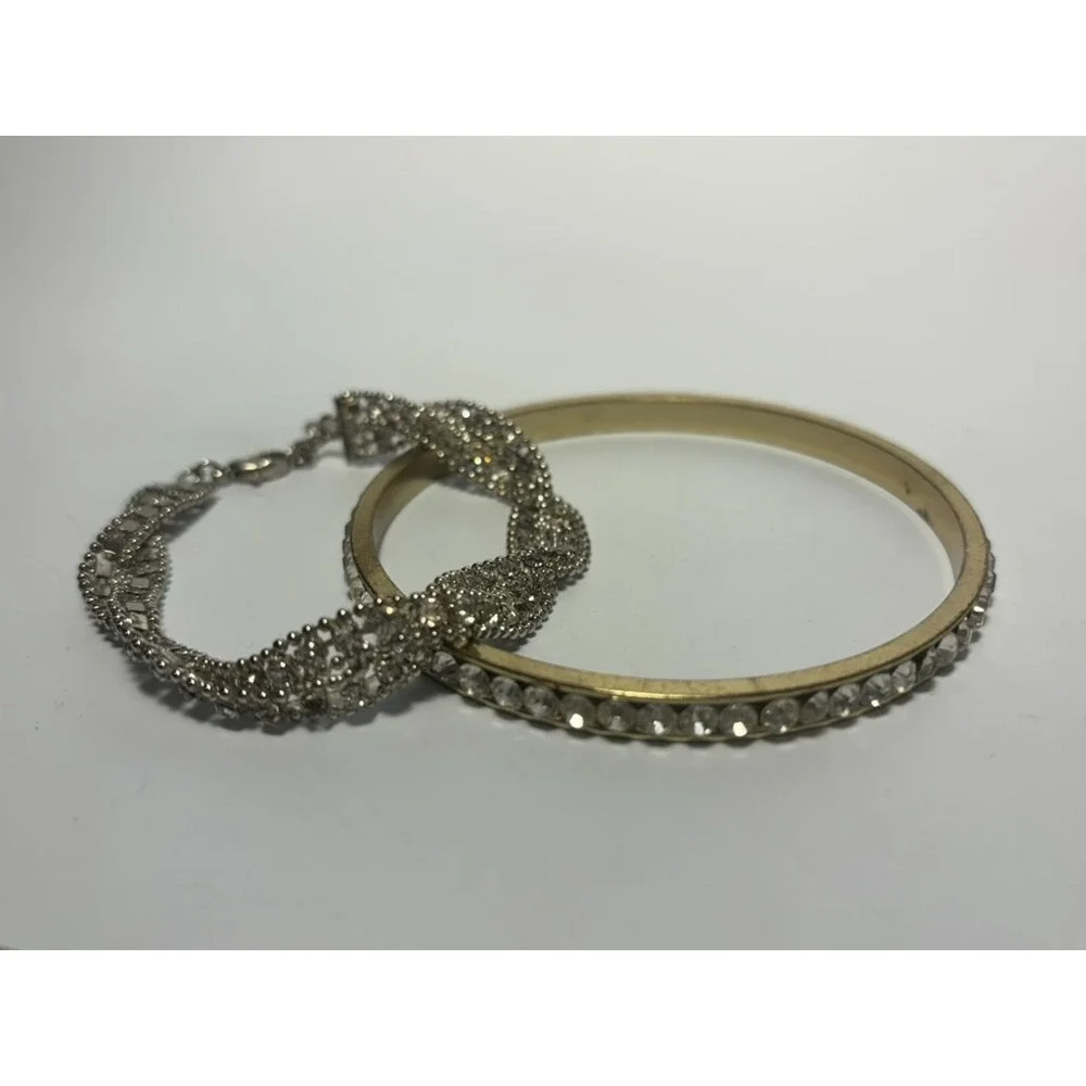 Bracelet Lot Statements Rhinestone and Metal Sparkly‎ Glam